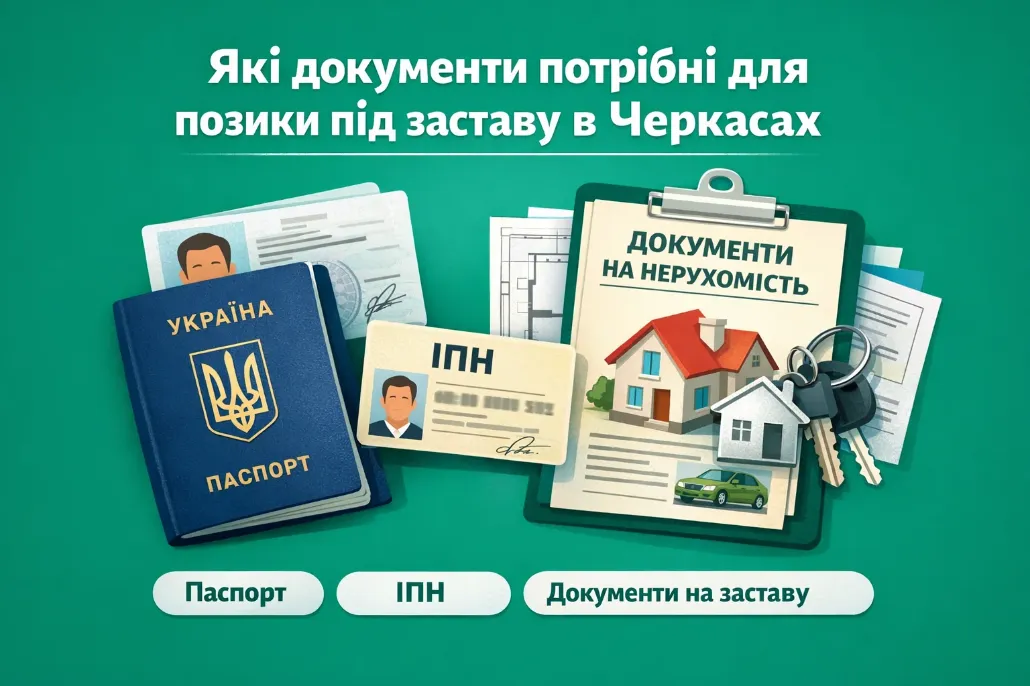 Документи для позики під заставу в Черкасах — паспорт, ІПН та документи на нерухомість
